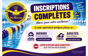 Inscriptions saison 2026-2027